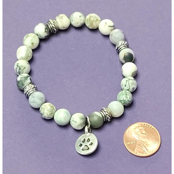 Shades of Green Bracelet with Paw Charm - Picture 6 of 14